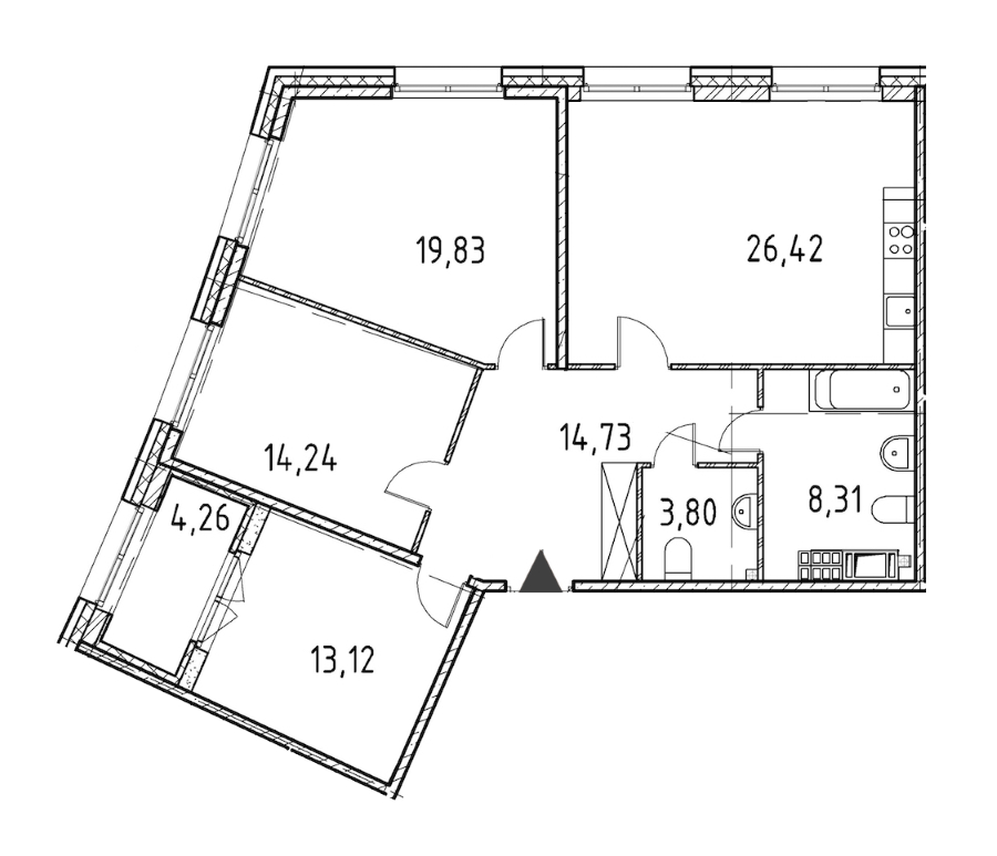 Трехкомнатная квартира в : площадь 100.45 м2 , этаж: 5 – купить в Санкт-Петербурге
